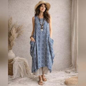 NWT WORLD MARKET SHIFT DRESS POUCHY POCKETS LAGENLOOK COCOON SIZE L/XL